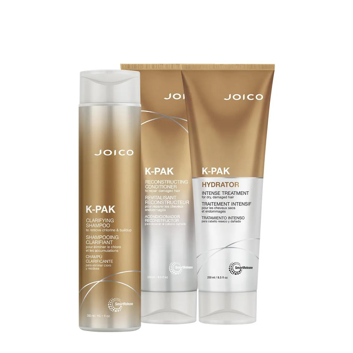 KIT JOICO K-PAK RECONSTRUTOR HYDRATOR CLARIFYING HOME CARE (3 PRODUTOS)