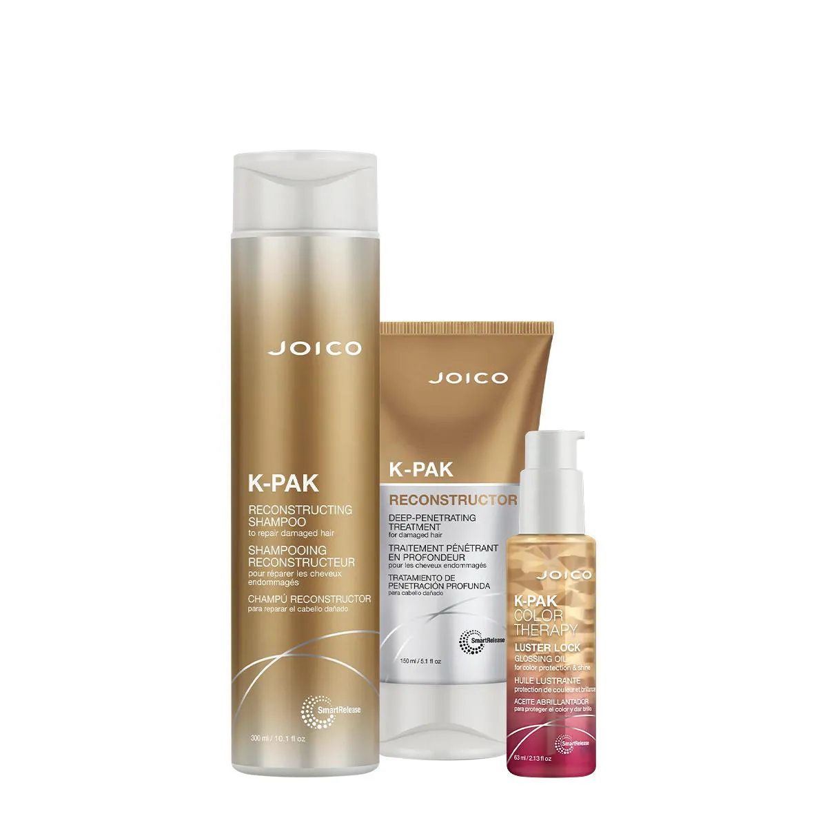 KIT JOICO K-PAK RECONSTRUTOR DEEP LUSTER SHAMPOO MáSCARA OIL (3 PRODUTOS)