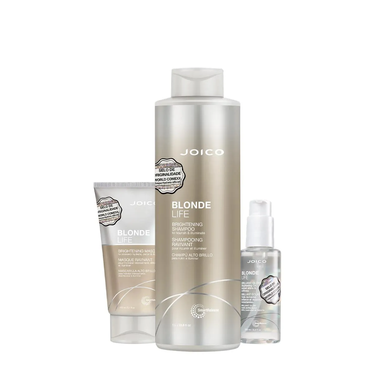 KIT JOICO BLONDE LIFE SMART RELEASE SHAMPOO MáSCARA OIL 100 (3 PRODUTOS)