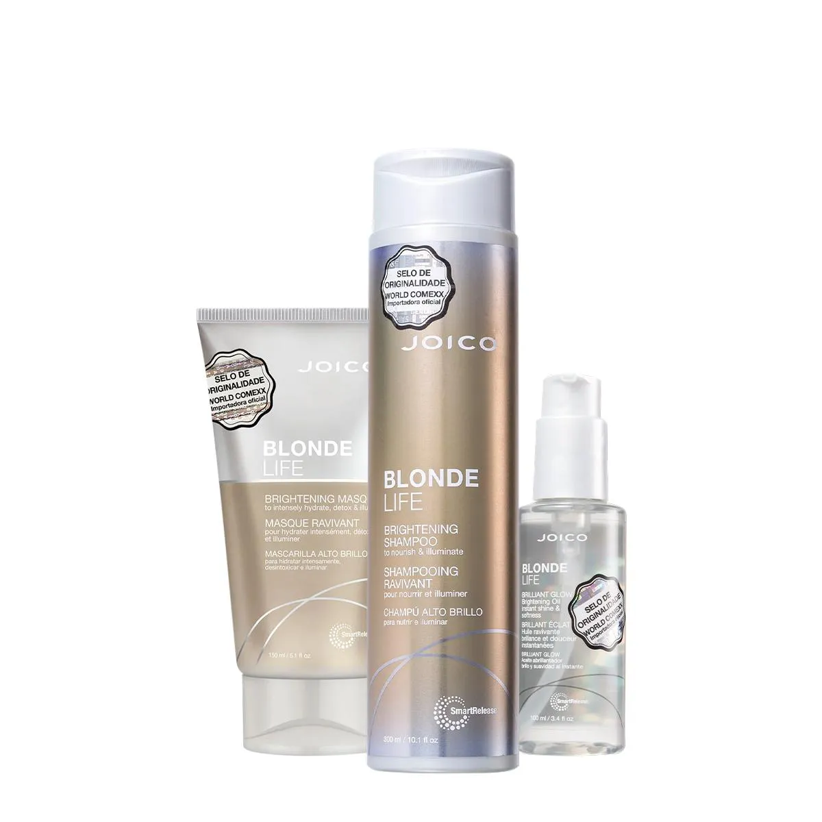 KIT JOICO BLONDE LIFE SMART RELEASE SHAMPOO MáSCARA OIL (3 PRODUTOS)