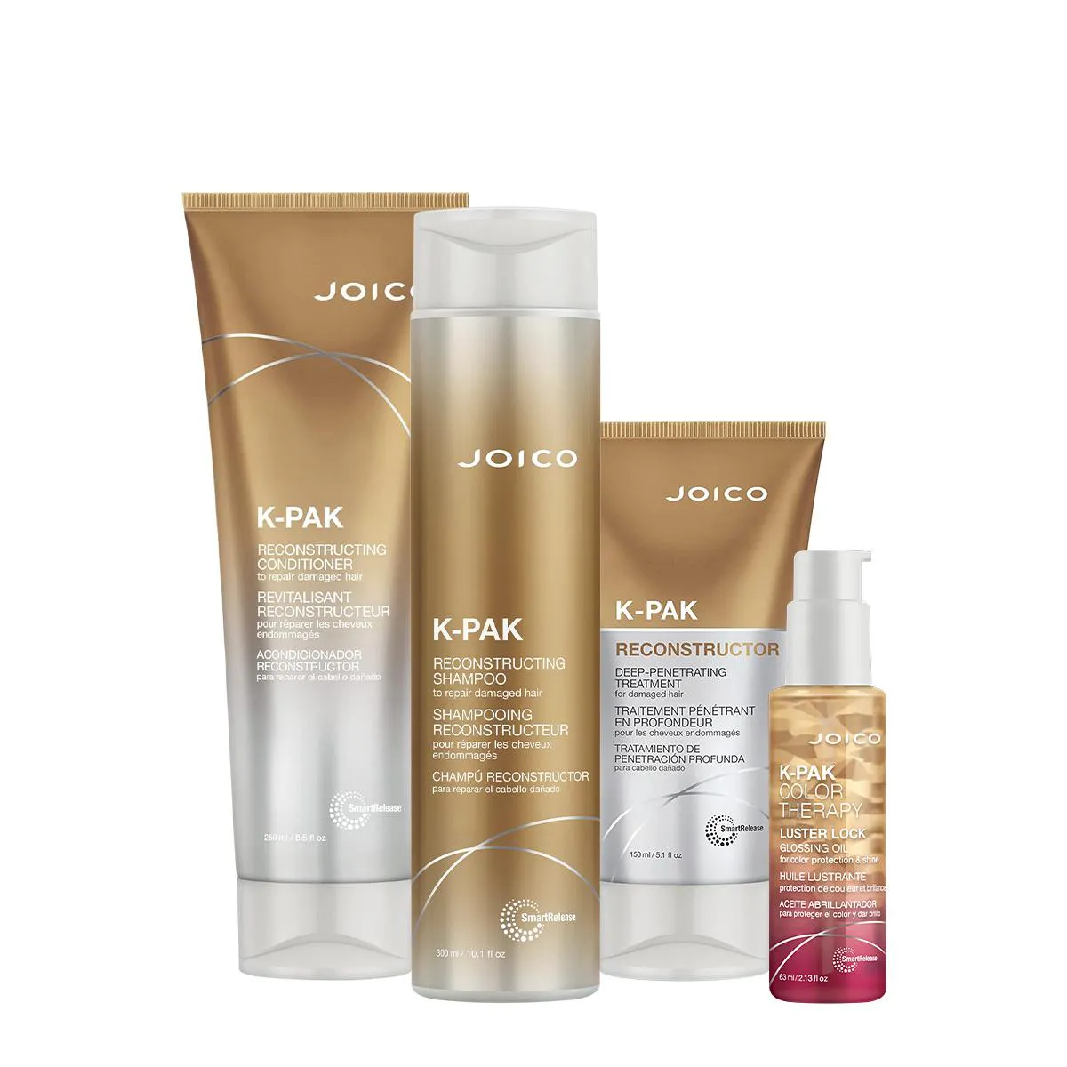 KIT JOICO K-PAK RECONSTRUTOR DEEP LUSTER LOCK HOME CARE OIL (4 PRODUTOS)