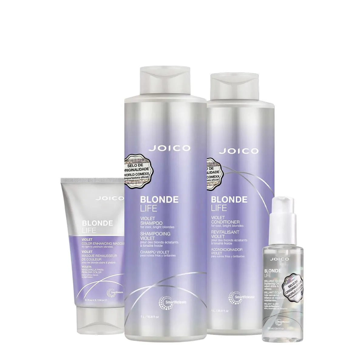 KIT JOICO BLONDE LIFE VIOLET SMART RELEASE SALON MáSCARA OIL (4 PRODUTOS)