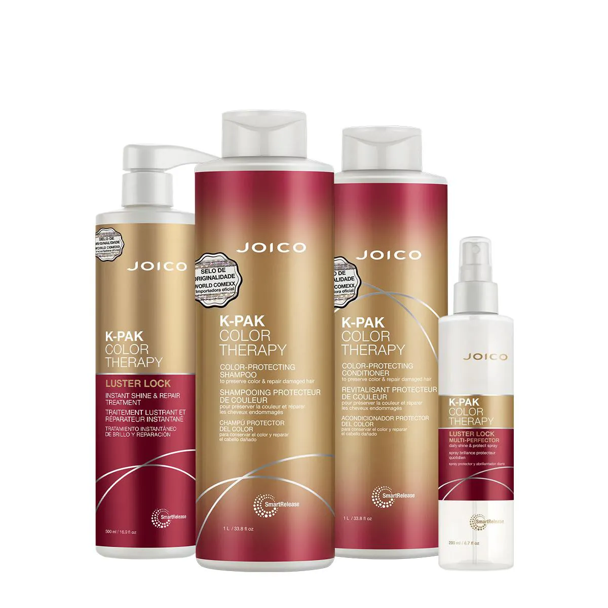 KIT K-PAK COLOR THERAPY SMART LUSTER LOCK SALON TOTAL LEAVE-IN (4 PRODUTOS)