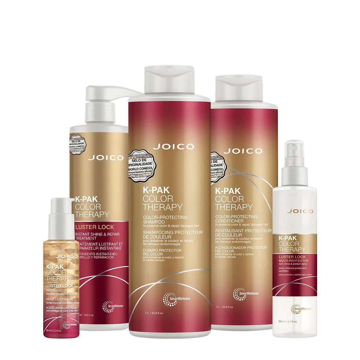 KIT K-PAK COLOR THERAPY SMART LUSTER LOCK SALON TOTAL OIL LEAVE-IN (5 PRODUTOS)