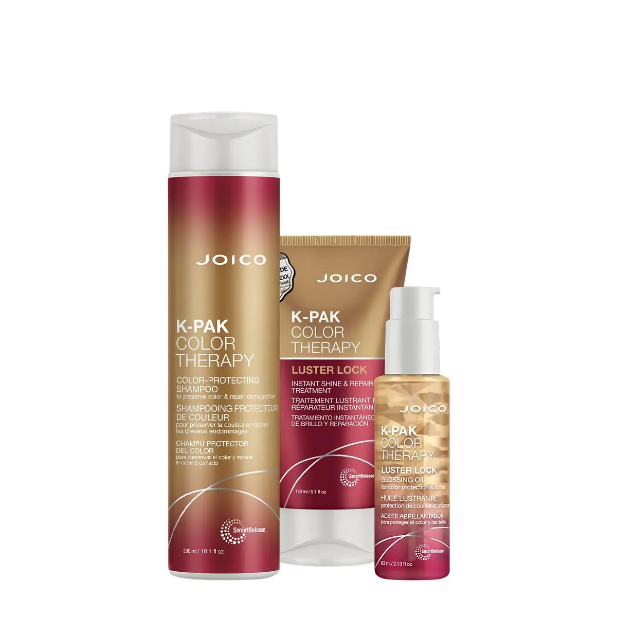 KIT K-PAK COLOR THERAPY SMART LUSTER LOCK SHAMPOO MáSCARA OIL (3 PRODUTOS)