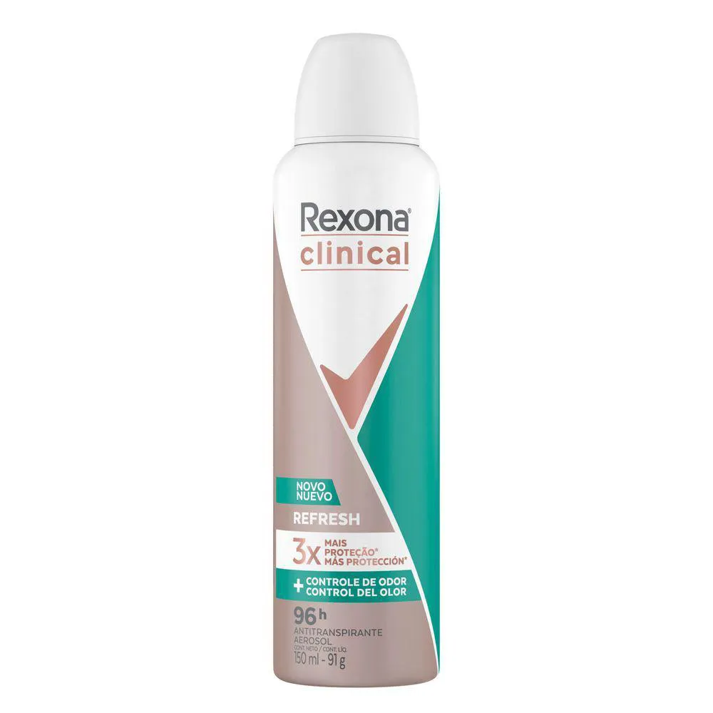 DESODORANTE ANTITRANSPIRANTE AEROSSOL REXONA CLINICAL REFRESH 150ML