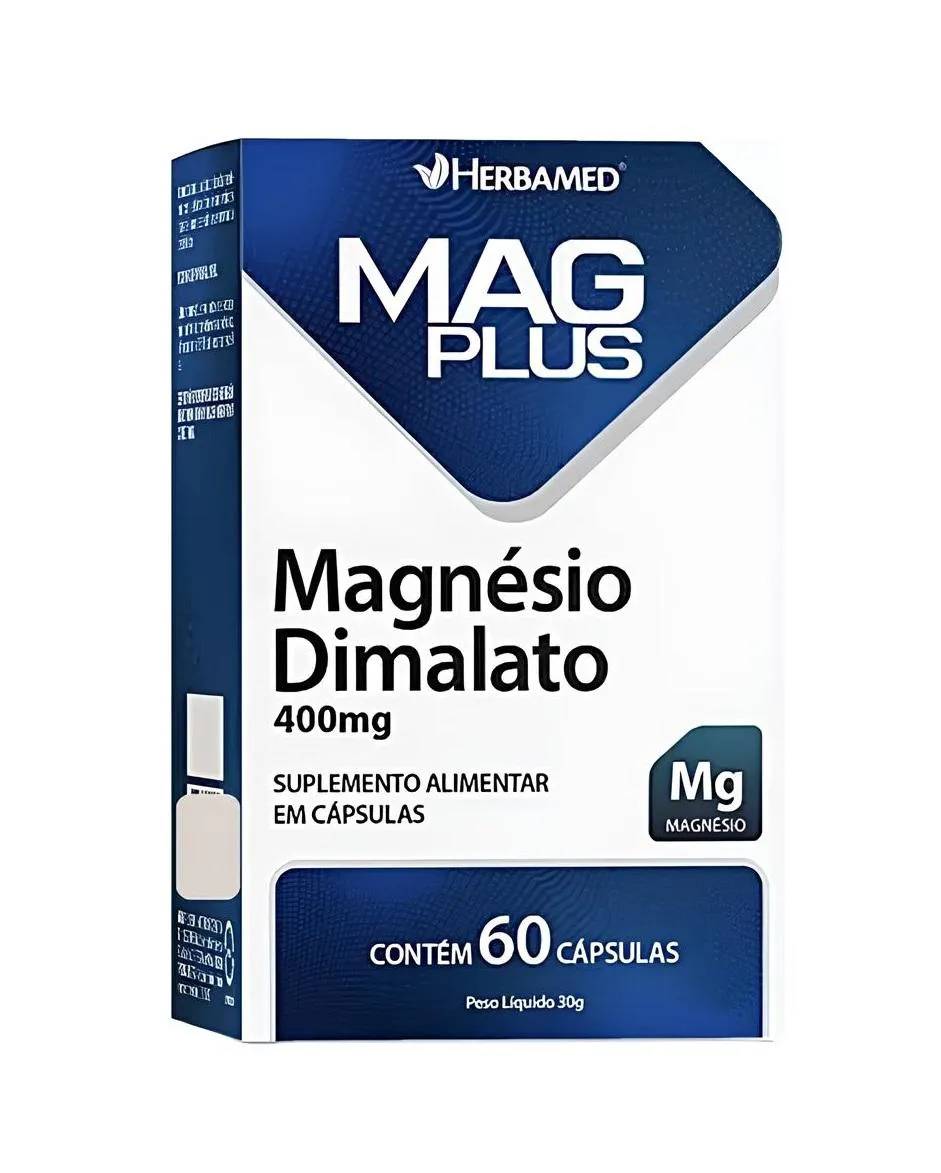 SUPLEMENTO MAG PLUS MAGNéSIO DIMALATO 60 CPS - HERBAMED