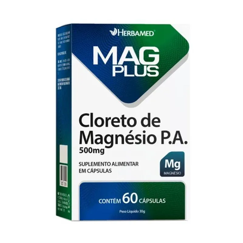 MAG PLUS CLORETO DE MAGNéSIO P.A 60 CáPSULAS - HERBAMED