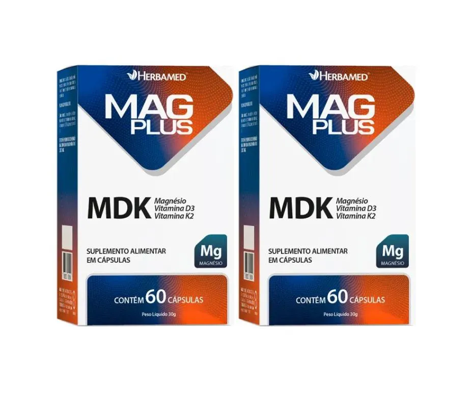 KIT 2 SUPLEMENTO MAG PLUS MDK 60 CáPSULAS - HERBAMED