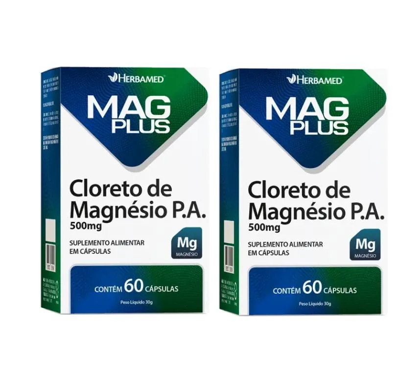 KIT 2 MAG PLUS CLORETO DE MAGNéSIO P.A 60 CPS - HERBAMED