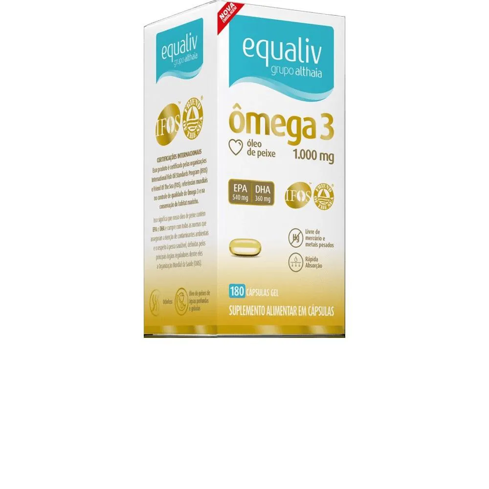 VITAMINA ÔMEGA 3 1000MG EPA DHA 180 CáPSULAS GEL - EQUALIV