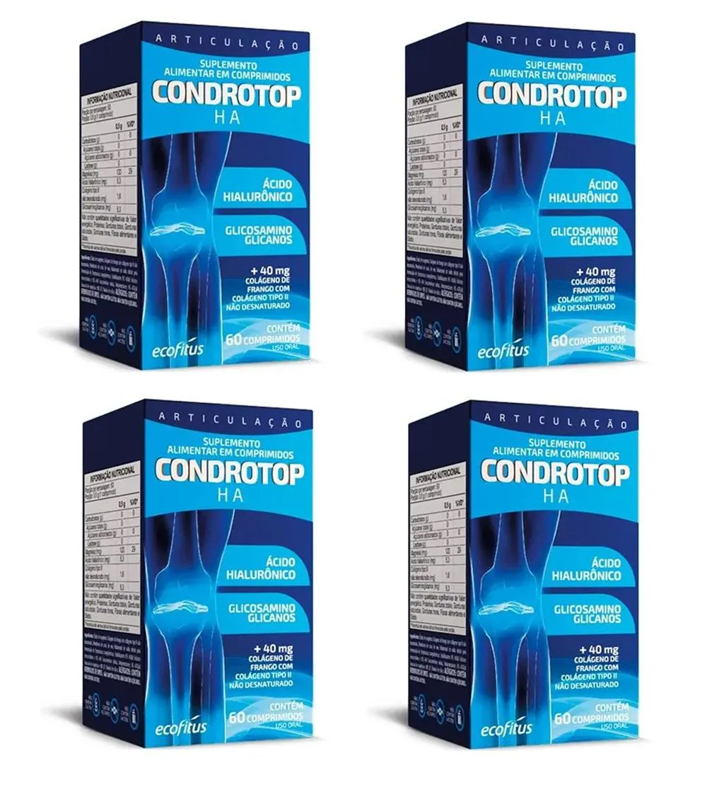 KIT 4 SUPLEMENTO CONDROTOP HA 60 CáPSULAS - ECOFITUS