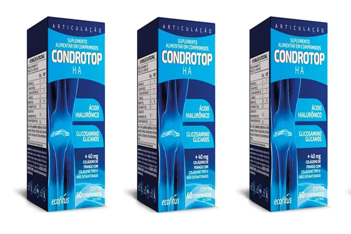 KIT 3 SUPLEMENTO CONDROTOP HA 60 CáPSULAS - ECOFITUS