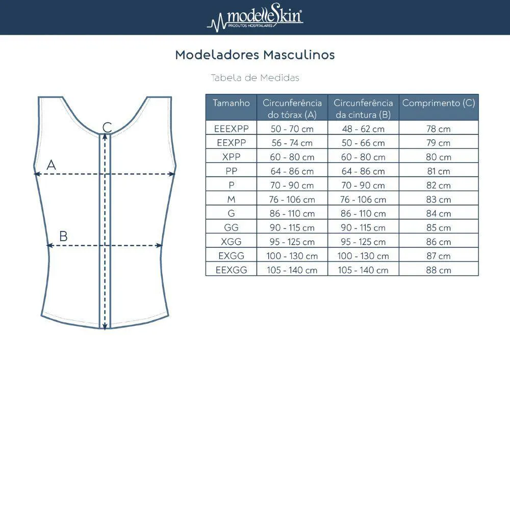 CINTA CIRúRGICA MASCULINA MANGA L EMANA 84007B - MODELLESKIN M Preto