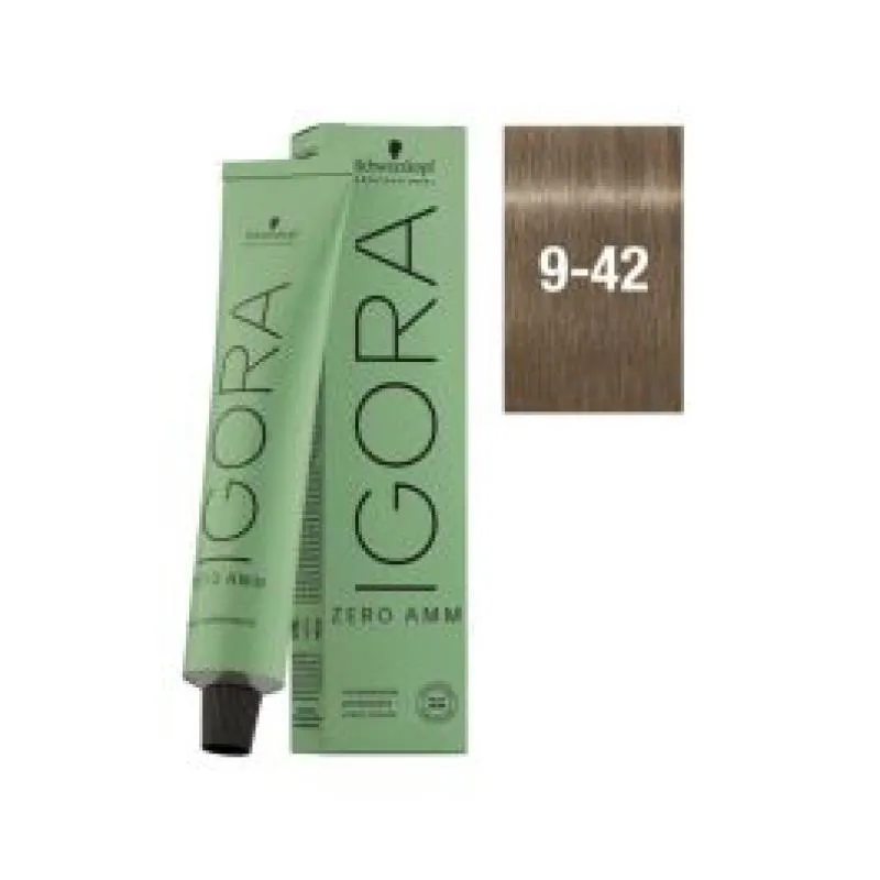 SCHWARZKOPF IGORA ZERO AMM 9-42 LOURO EXTRA CLARO BEGE FUMé 60ML