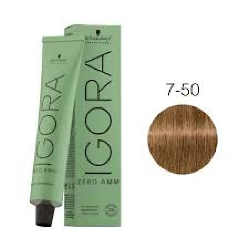 SCHWARZKOPF IGORA ZERO AMM 7-50 RUBIO MEDIO DORADO NATURAL 60ML