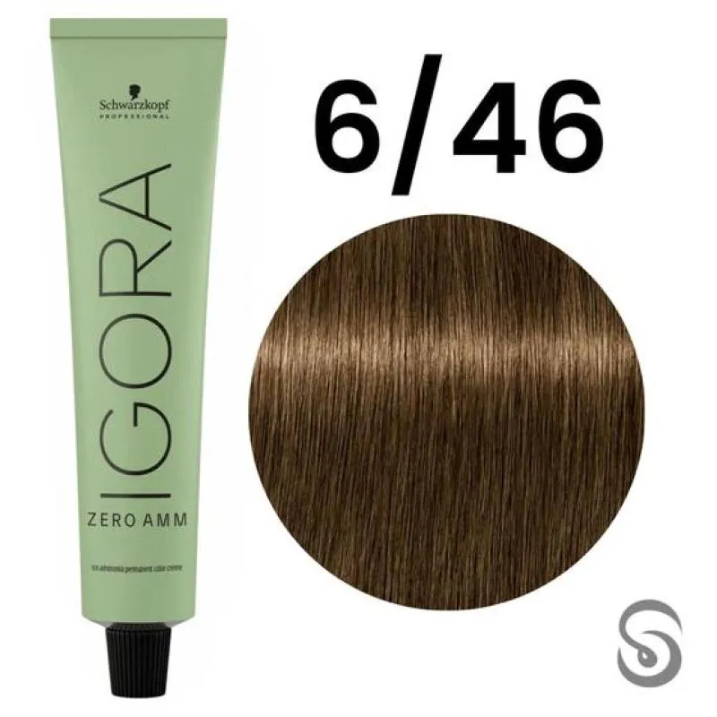 SCHWARZKOPF IGORA ZERO AMM 6-46 LOURO ESCURO BEGE MARROM 60ML
