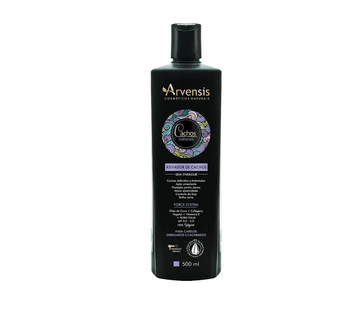 CREME ATIVADOR DE CACHOS SEM ENXAGUE 500ML (ONDULADOS E CACHEADOS) ARVENSIS