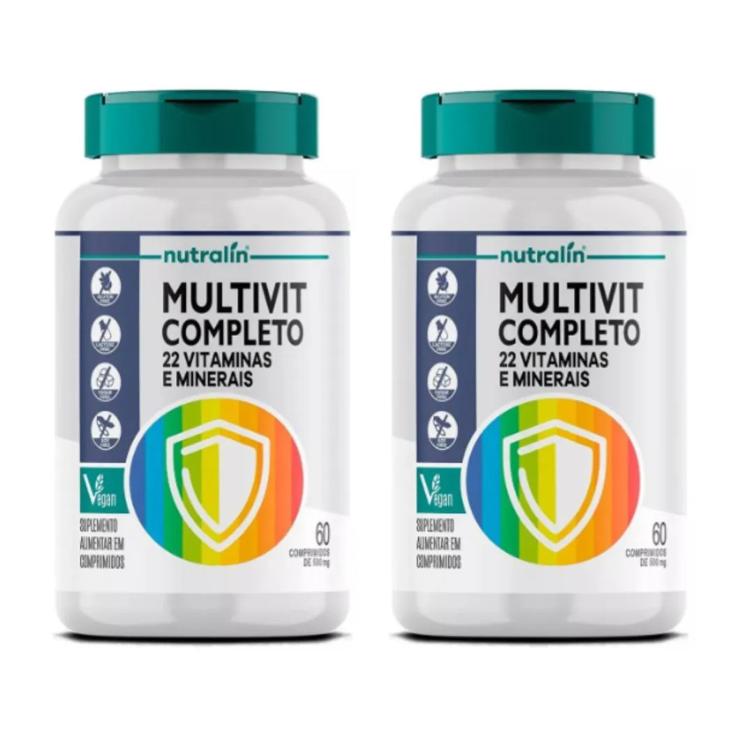 KIT 2 POTES MULTIVIT COMPLETO 60 COMPS NUTRALIN