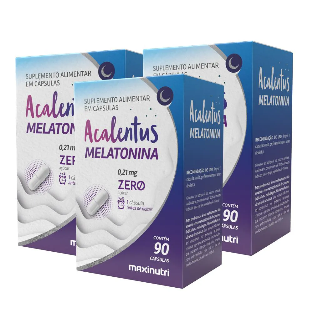 KIT 3 MELATONINA ZERO AçúCAR 210MCG 90 CáPS MAXINUTRI