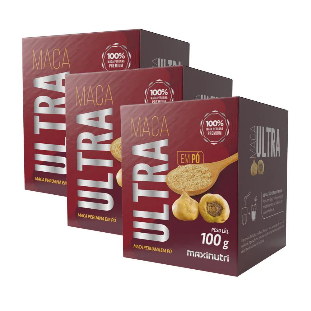 KIT 3 MACA ULTRA EM Pó 100G OGIRINAL 100% MACA MAXINUTRI