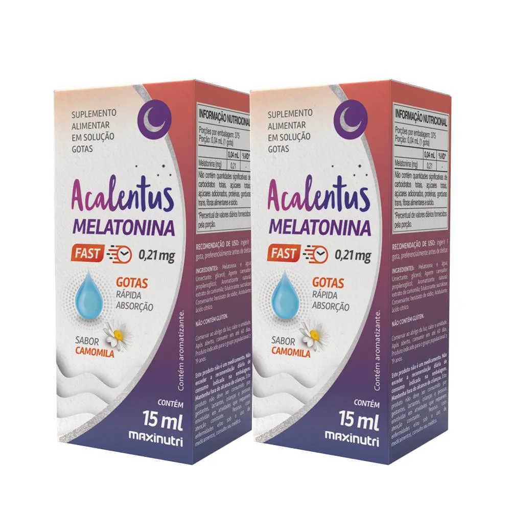 KIT 2 ACALENTUS MELATONINA + CAMOMILA GOTAS 15ML MAXINUTRI