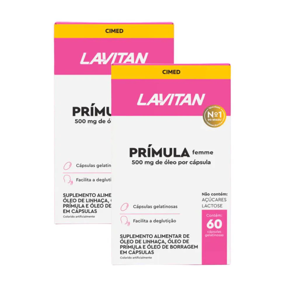 KIT 2 LAVITAN PRíMULA FEMME 500MG - 60 CAPS - CIMED