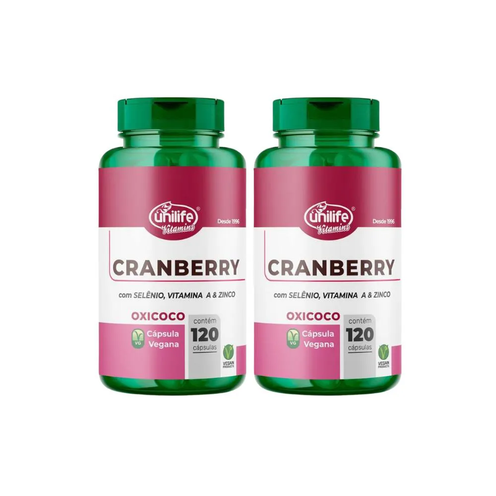 KIT 2 CRANBERRY SELêNIO, VIT A E ZINCO - 120 CAPS - UNILIFE