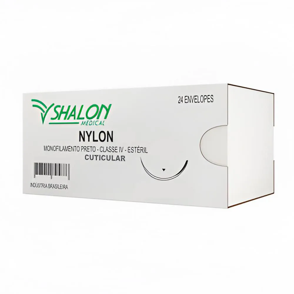 FIO DE SUTURA NYLON CUTICULAR AGULHA 2CM 3/8 CIRCULAR SHALON 20