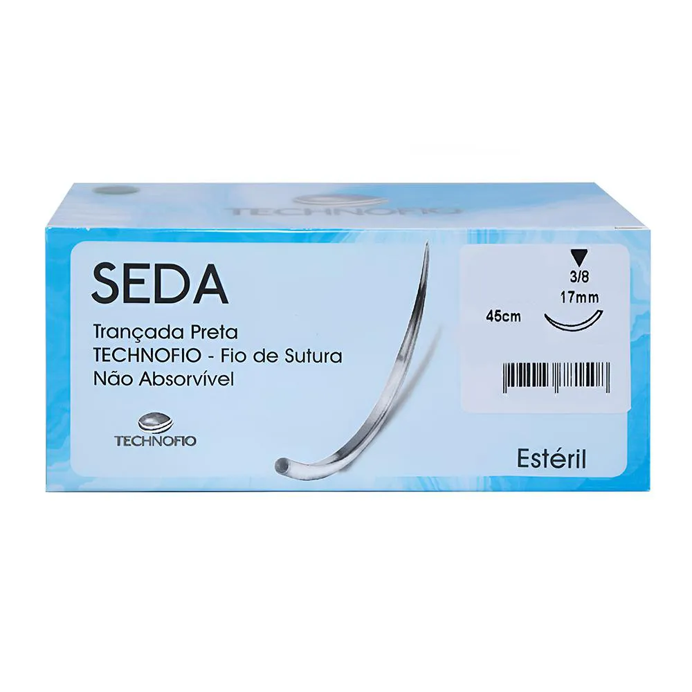 FIO DE SUTURA EM SEDA COM AGULHA 17 MM 1/2 TRIANG. TECHNOFIO 30