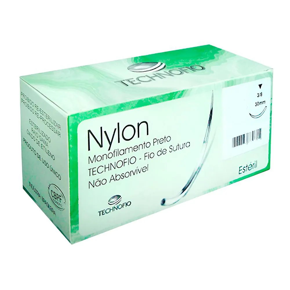 FIO DE SUTURA EM NYLON COM AGULHA 1,5CM 1/2 CíRC. TECHNOFIO 60