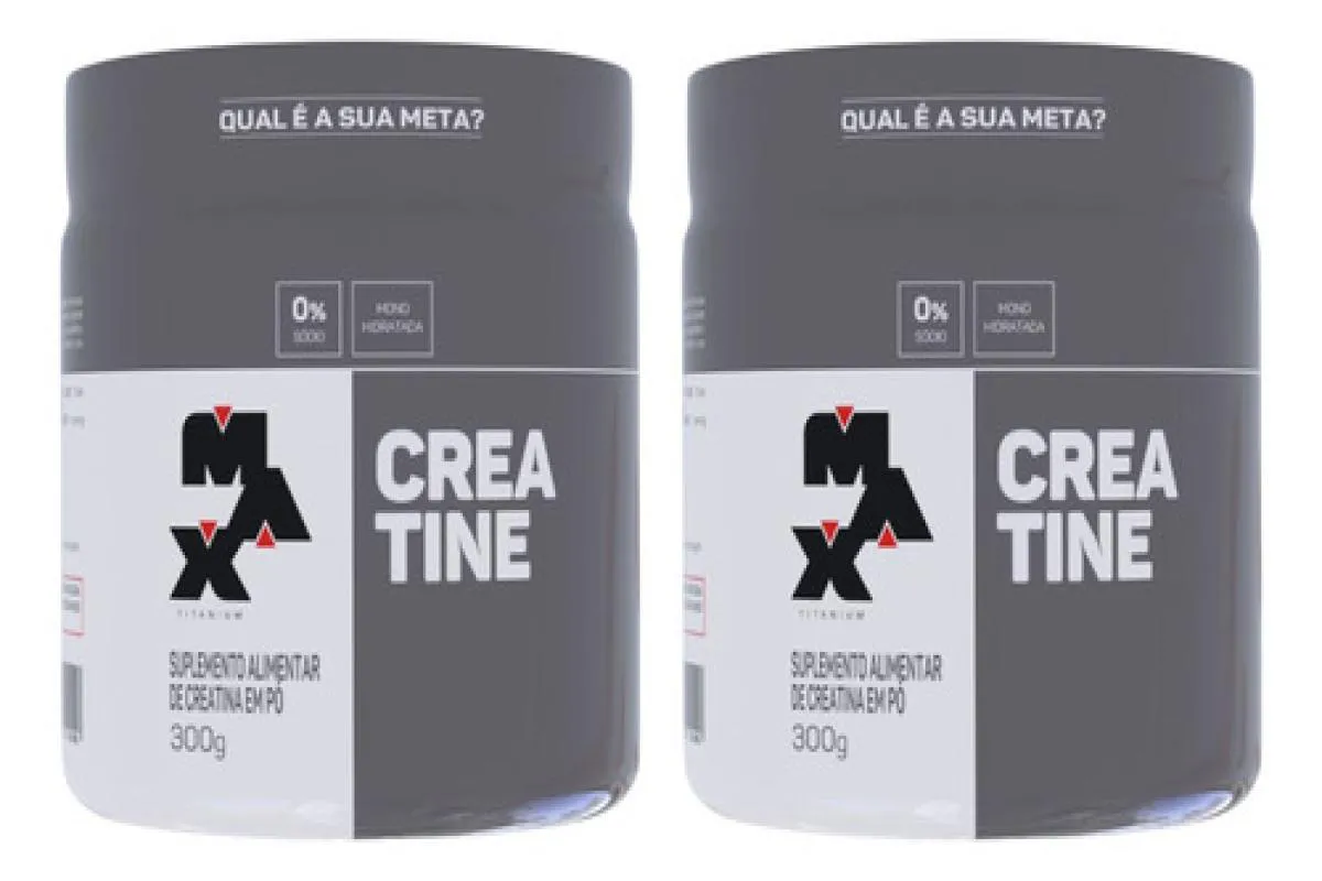 KIT 2 CREATINA MONOHIDRATADA 100% PURA  300G MAX TITANIUM
