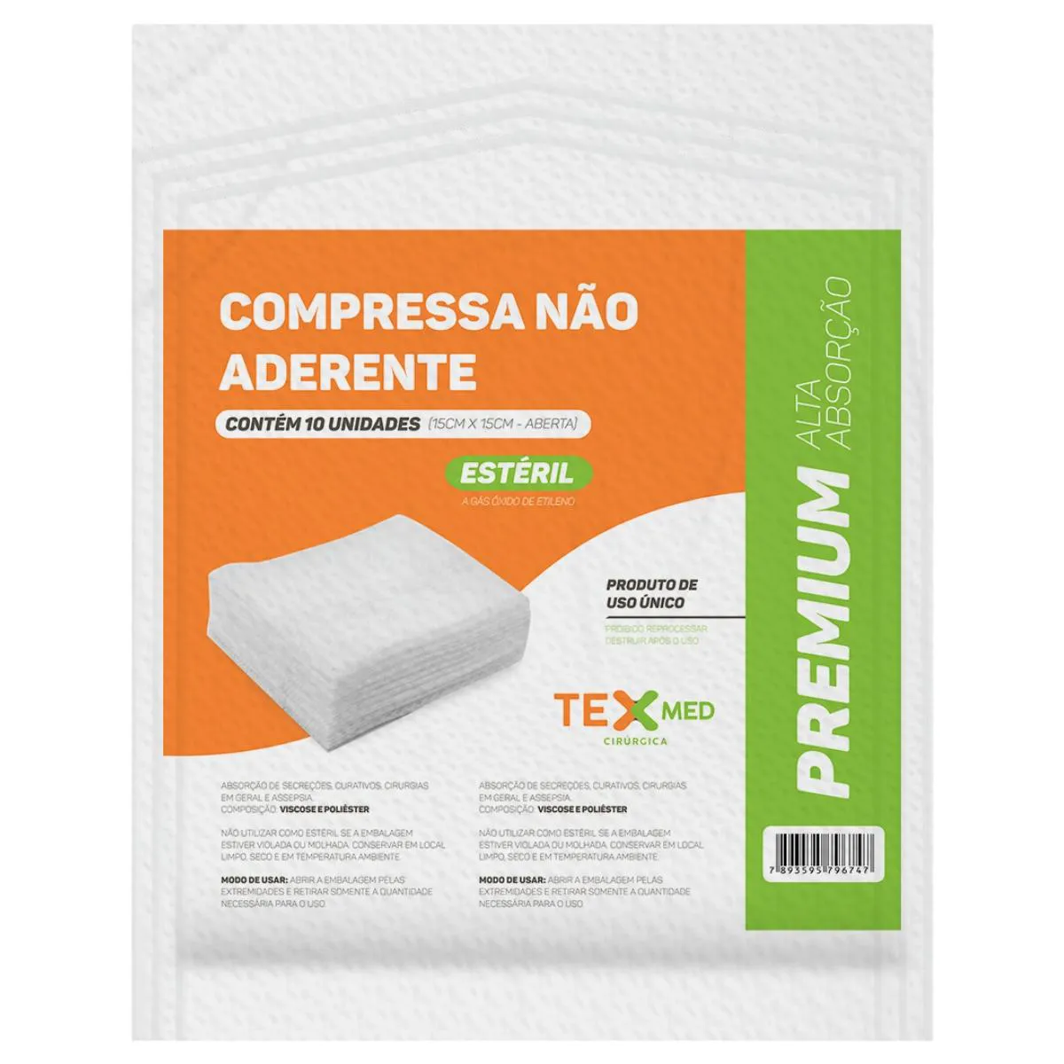 COMPRESSA NãO ADERENTE ESTéRIL TEXMED 15 ENV (150 UNIDADES)