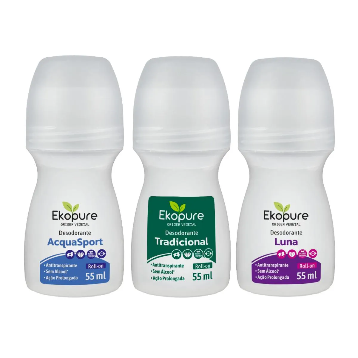 KIT 3 DESODORANTES ROLLON ANTITRANSPIRANTE HIDRATA EKOPURE