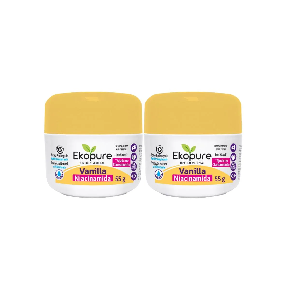 KIT 2 CREMES DESODORANTES ANTITRANSPIRANTE VANILLA EKOPURE