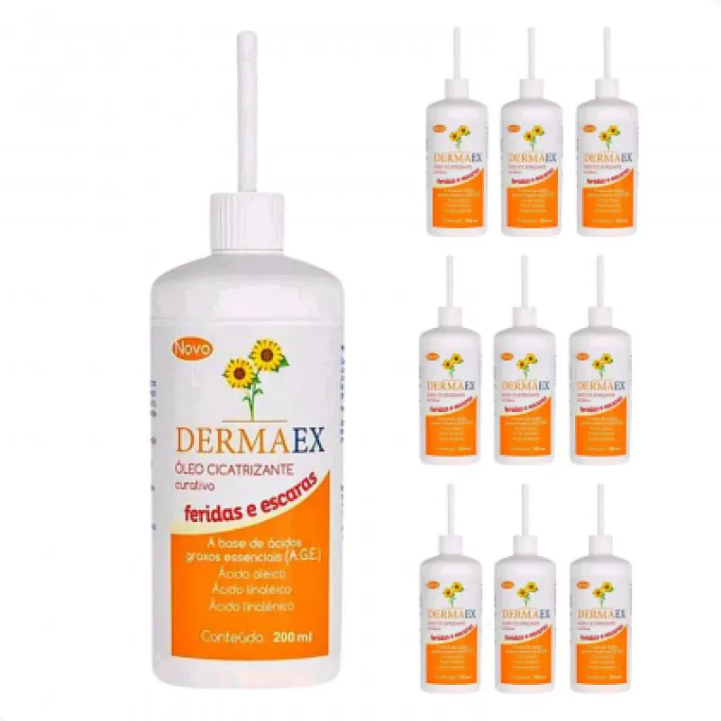 KIT COM 10 - ÓLEO DE GIRASSOL CICATRIZANTE DERMAEX COM 200ML CADA