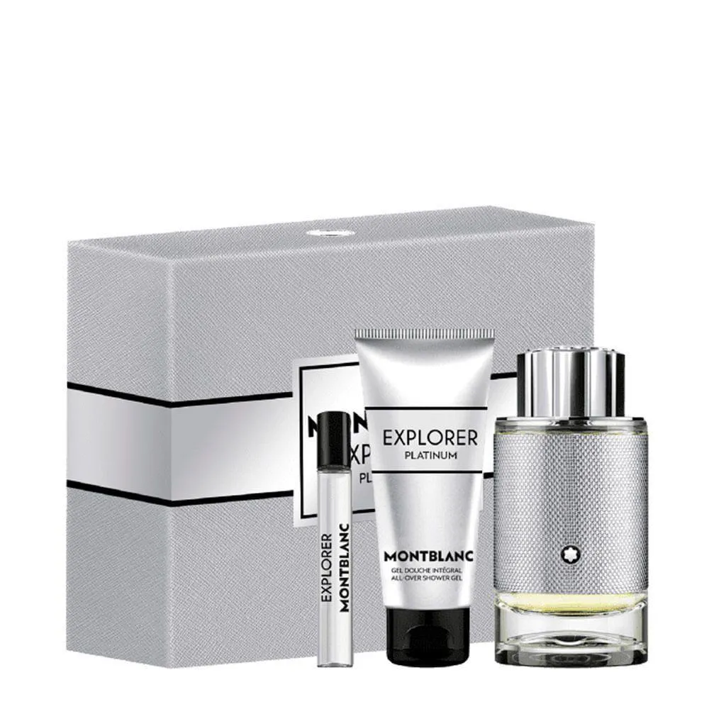 KIT MONTBLANC EXPLORER PLATINUM MASCULINO - EAU DE PARFUM 100ML + EAU DE PARFUM 7,5ML + SHOWER GEL 100ML