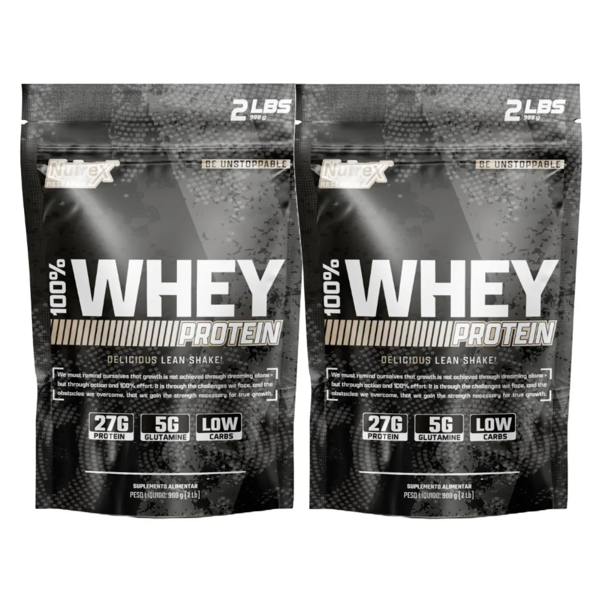KIT 2X 100% WHEY PROTEIN CONCENT. REFIL 900G NUTREX RESEARCH Chocolate