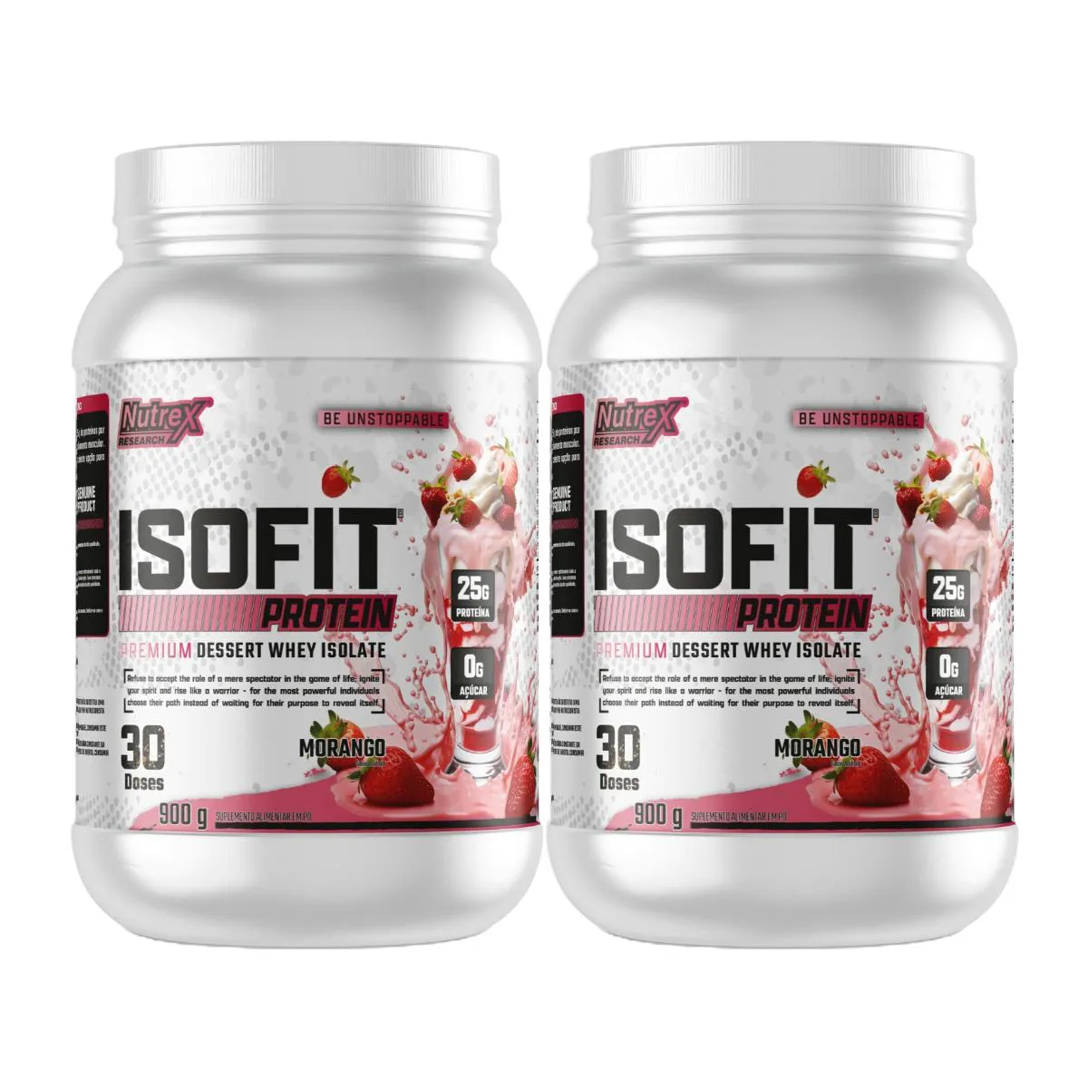 KIT 2X ISOFIT PROTEIN PREMIUM 900G NUTREX RESEARCH Morango