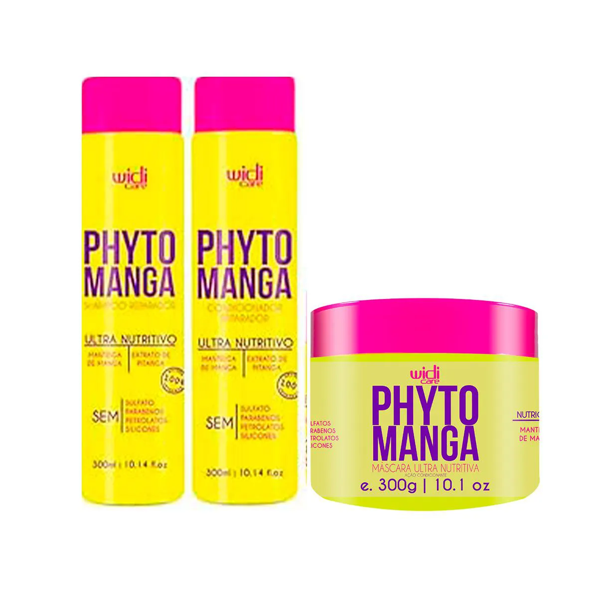 KIT PHYTOMANGA SHAMPOO, CONDICIONADOR E MáSCARA 300ML - WIDI CARE