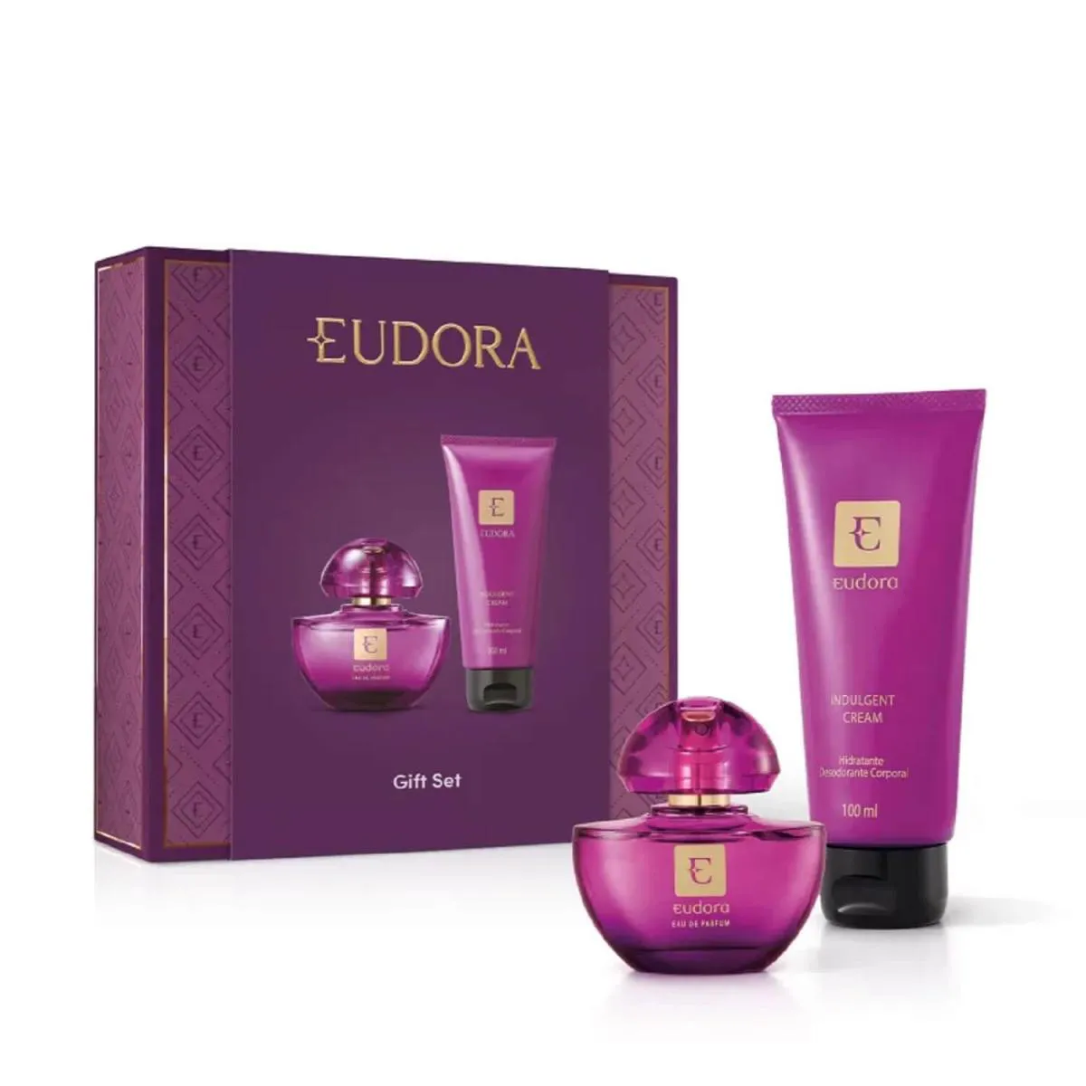 KIT PRESENTE EUDORA ROXO MINIATURA  EAU DE PARFUM 35ML + HIDRATANTE DESODORANTE 100ML