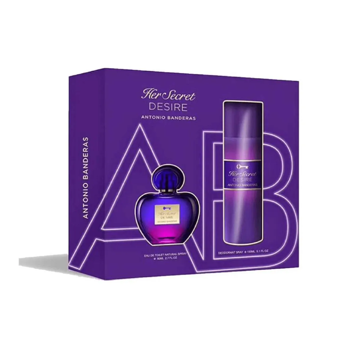 CONJUNTO HER SECRET DESIRE BANDERAS EAU DE TOILETTE 80ML + DESODORANTE 150ML