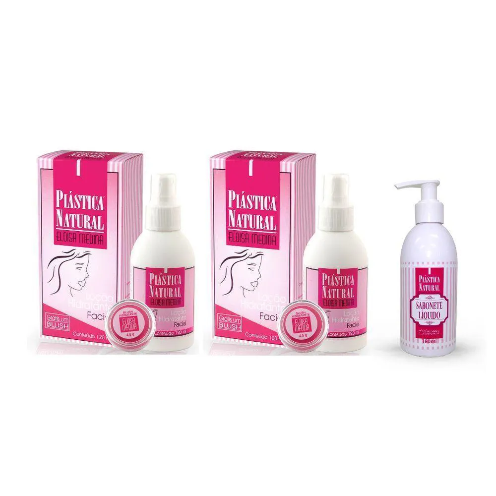 PLáSTICA NATURAL REJUVENESCEDOR FACIAL 120ML 2 LOçõES + 1 SAB C/ COLáGENO 180ML