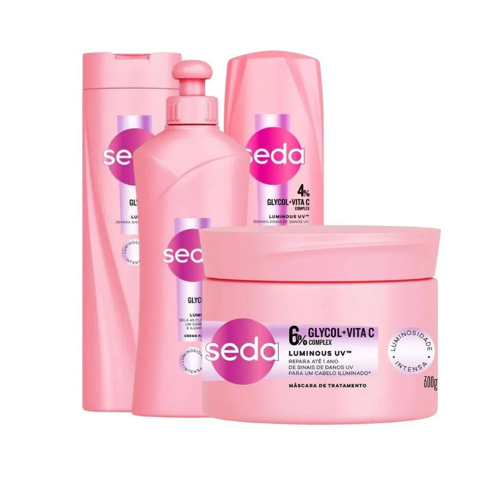 KIT SEDA LUMINOUS GLYCOL COMPLETO (4 PRODUTOS)