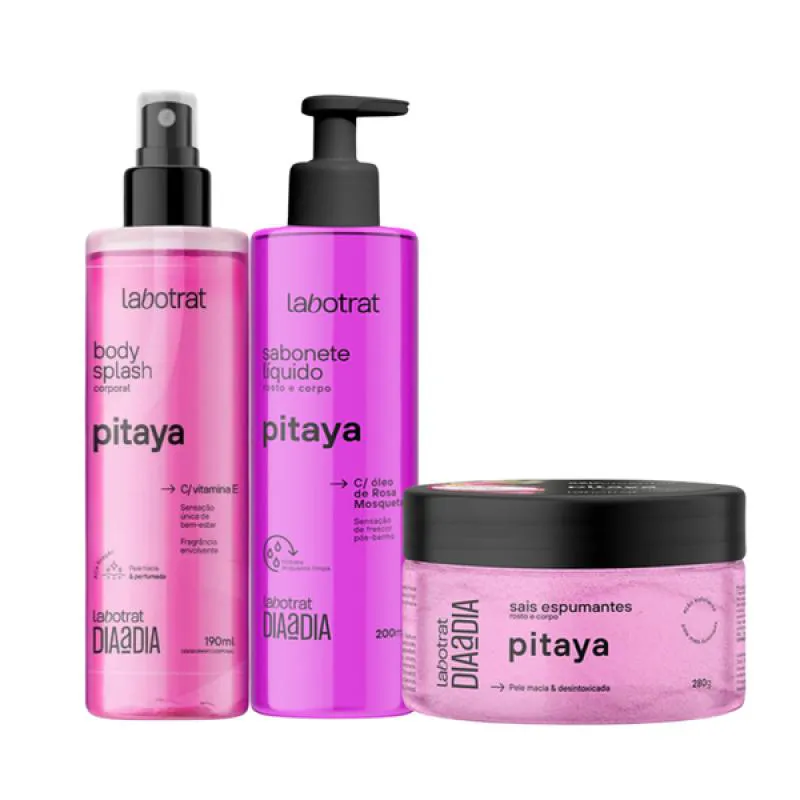 KIT DIA A DIA PITAYA ESFOLIANTE 300ML + BODY SPLASH + SABONETE