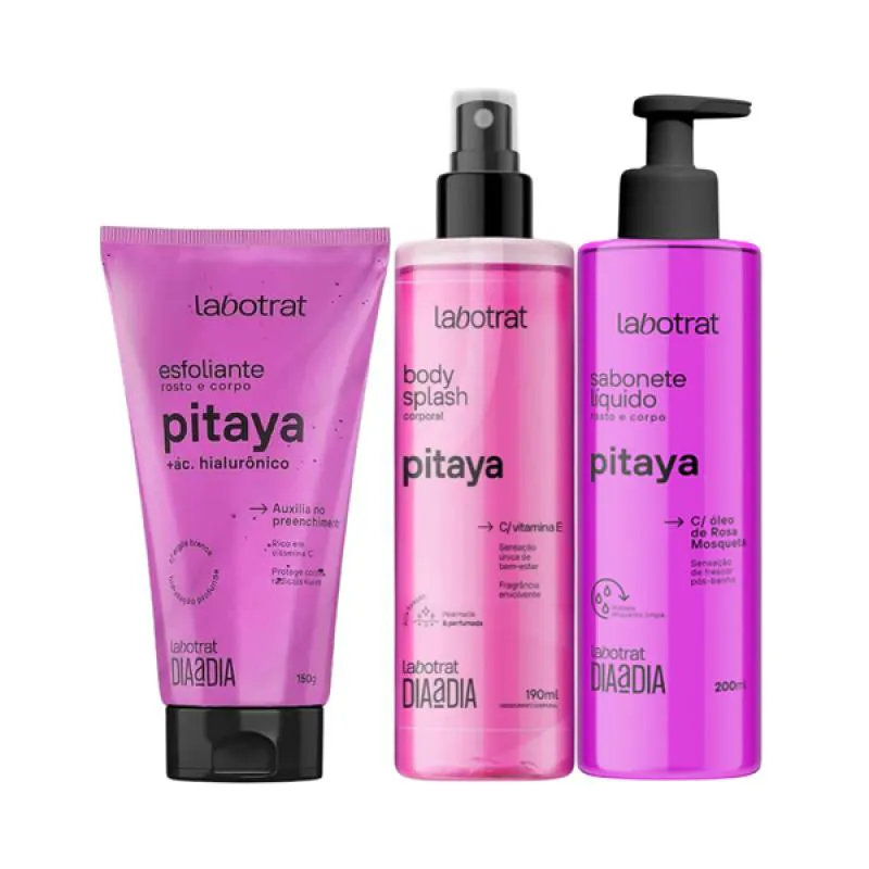 KIT DIA A DIA PITAYA ESFOLIANTE 150ML + BODY SPLASH + SABONETE