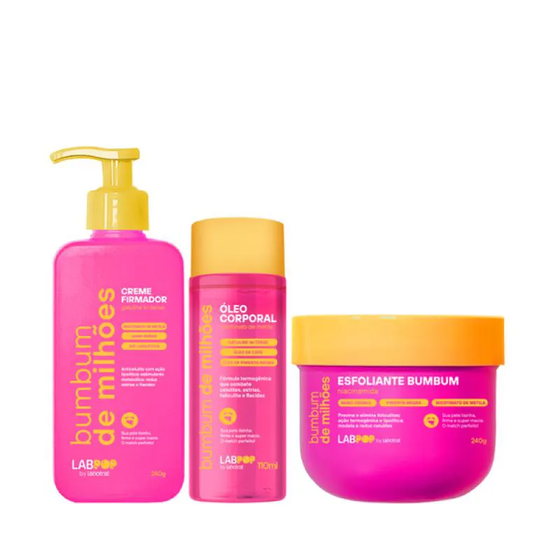 LABOTRAT LABPOP BUMBUM DE MILHõES CREME FIRMADOR + ÓLEO + ESFOLIANTE