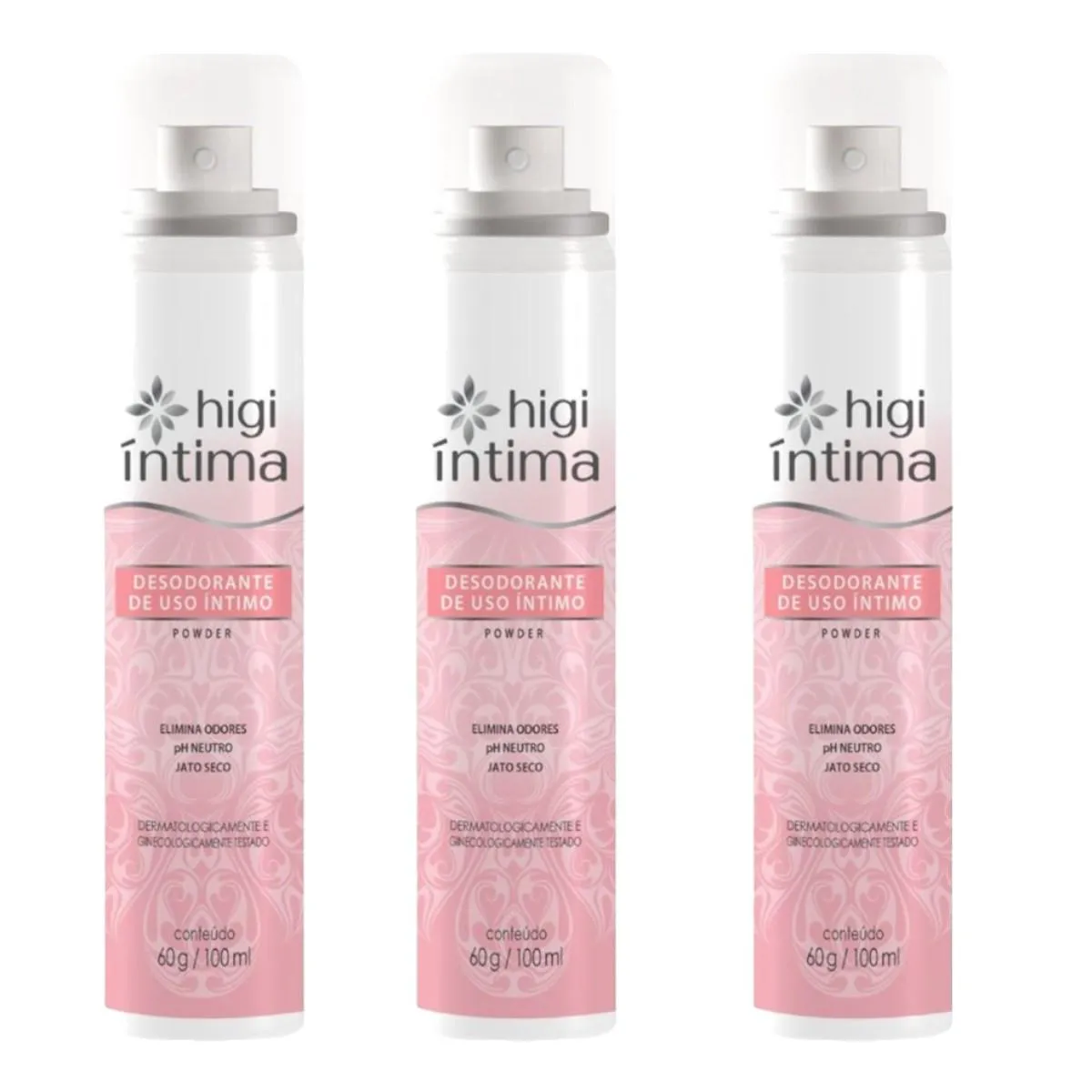 KIT DESODORANTE ÍNTIMO DAXX HIGI ÍNTIMA POWDER 100ML COM 3 UNIDADES