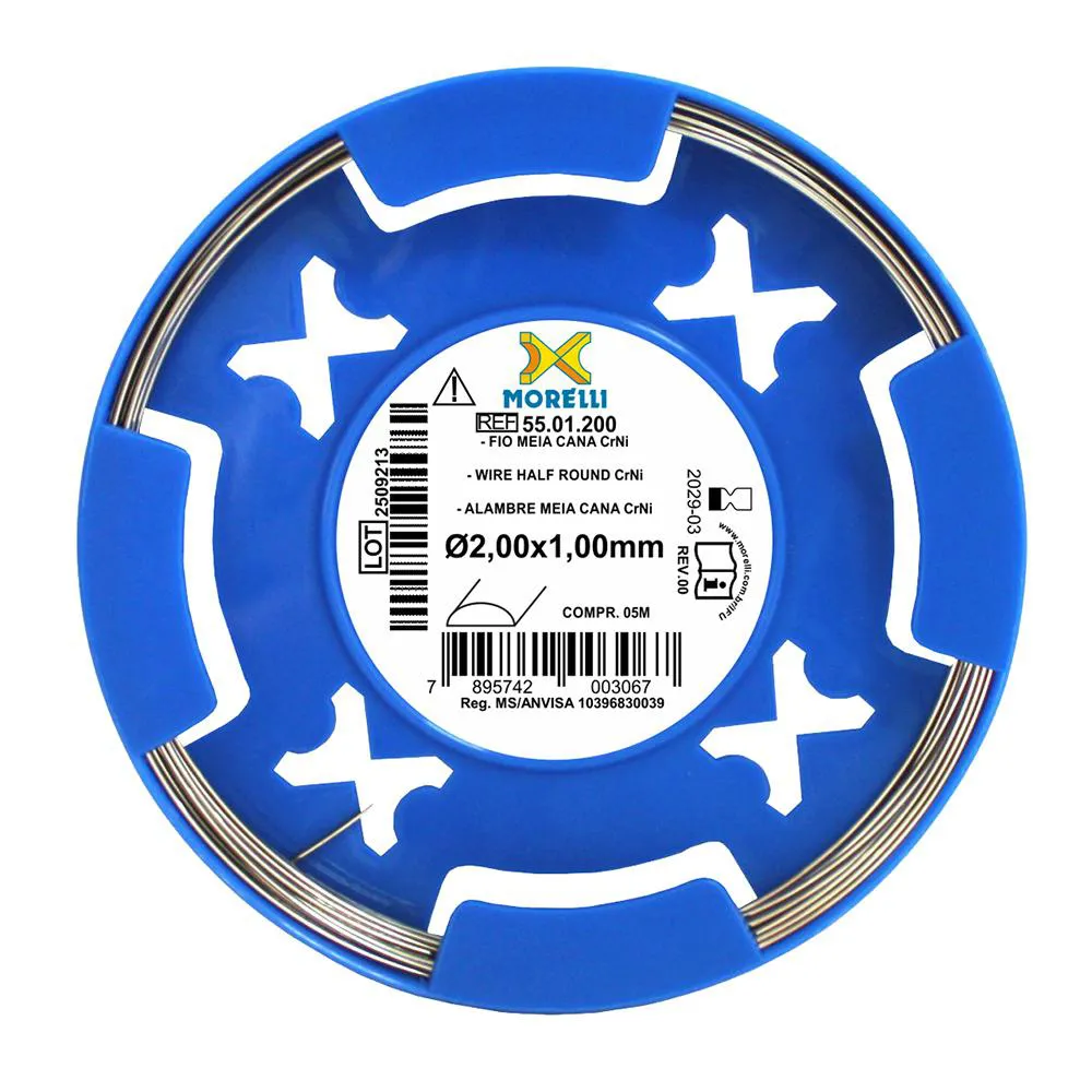 FIO ORTODôNTICO MEIA CANA CRNI ROLO COM 5 METROS MORELLI 2x1mm