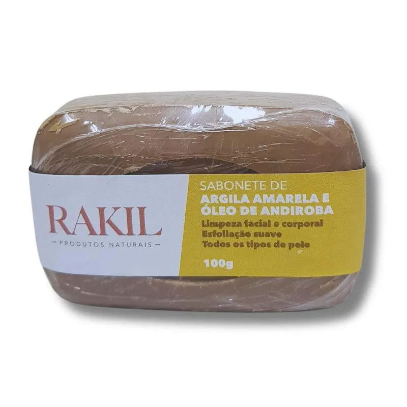 SABONETE ARGILA AMARELA ÓLEO DE ANDIROBA RAKIL 100G